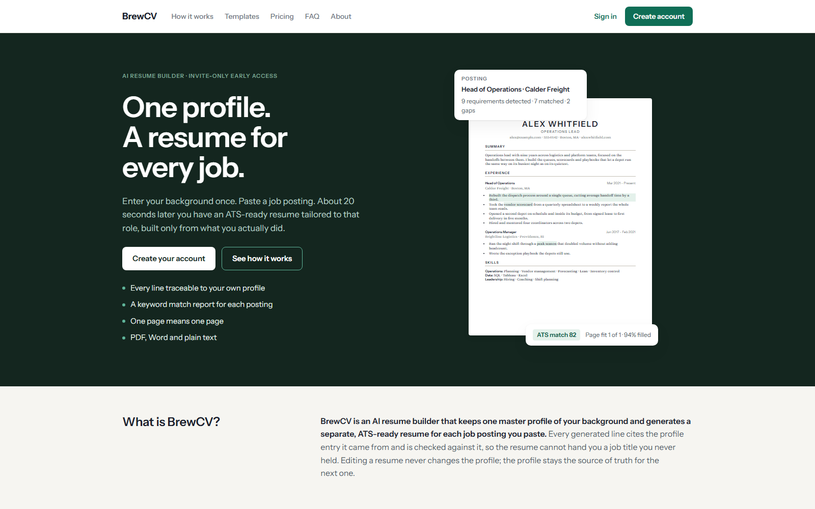 BrewCV project screenshot